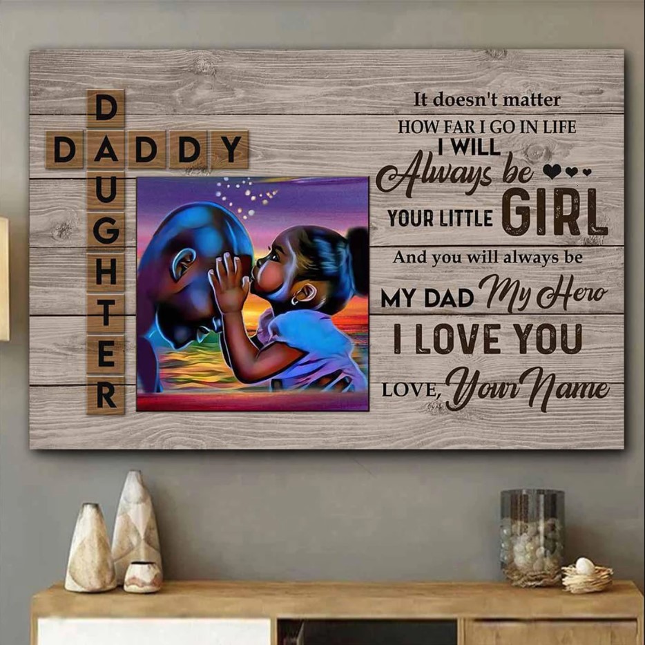 African American Dad And Little Girl Custom Poster Black Daddy Poster Black Father Poster Fathers Day Gift From Black Little Daughter